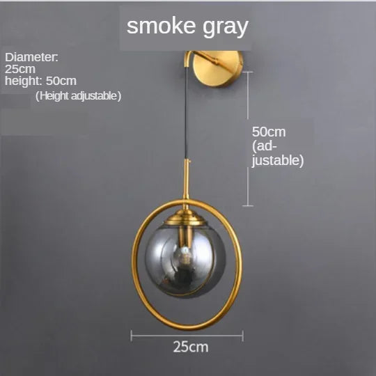 Golden Glass Ball Wall Sconce Light Fixture for Modern Living Room Decor