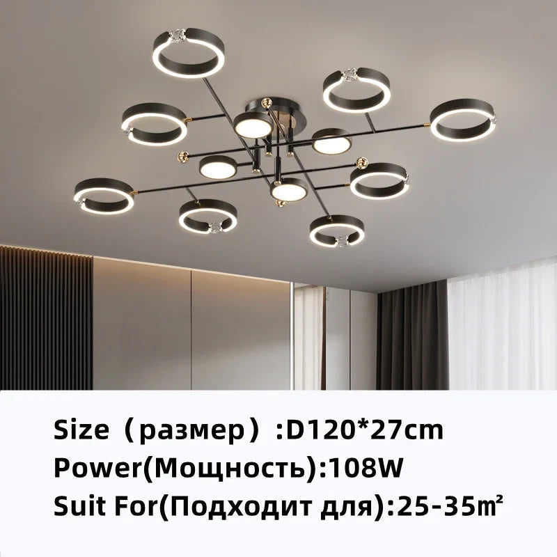 Gold Plated Luxury Chandelier with Remote Control Crystals for Elegant Living & Bedroom Decor