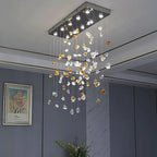 Stone LED Pendant Chandelier: Modern Luxury Crystal Lighting for Living Room