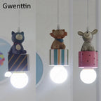 Kids Animal Pendant Lamp: Rabbit Lion Cat LED Ceiling Light Fixture