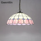 Tiffany Square Pendant Light, Stained Glass Hanging Lamp for Home Decor