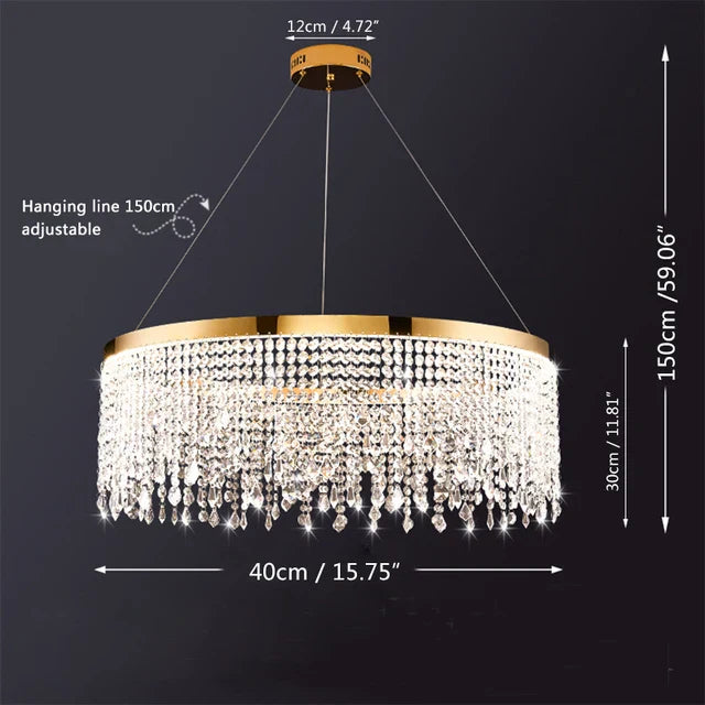 Crystal Chandelier Pendant Light LED Fixture for Living Dining Room Glamorous Home Decor