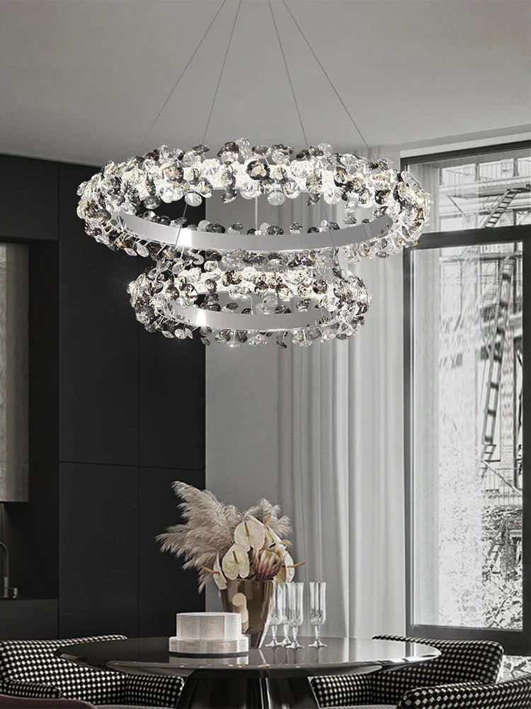 Sun Flower Crystal Rings Chandeliers: Modern Luxury Nordic Home Decor Hanging Ceiling Light