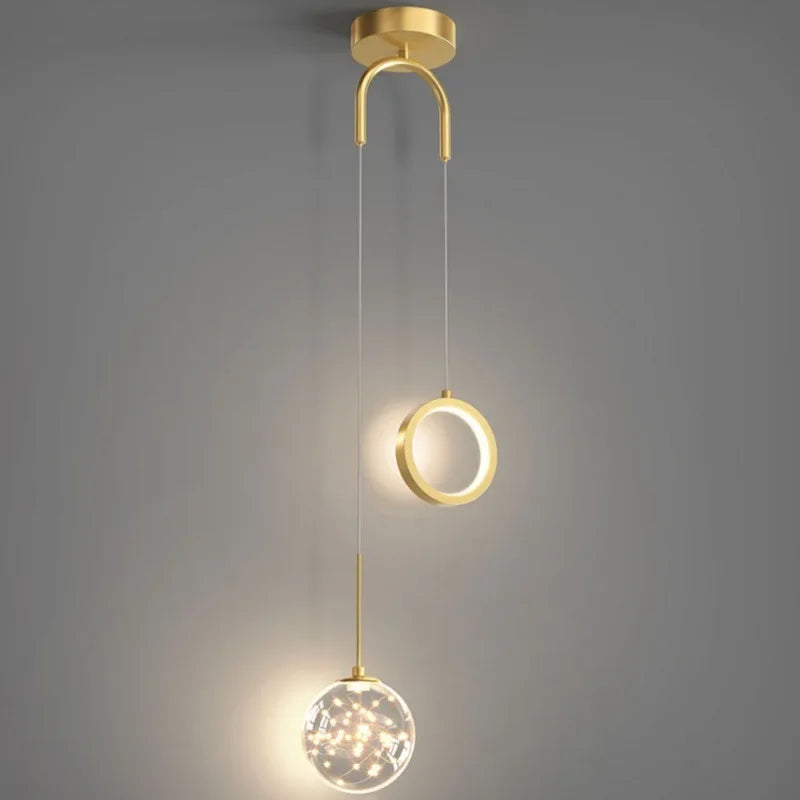 Gold Ring LED Pendant Light for Ceiling Suspension in Luxury Design