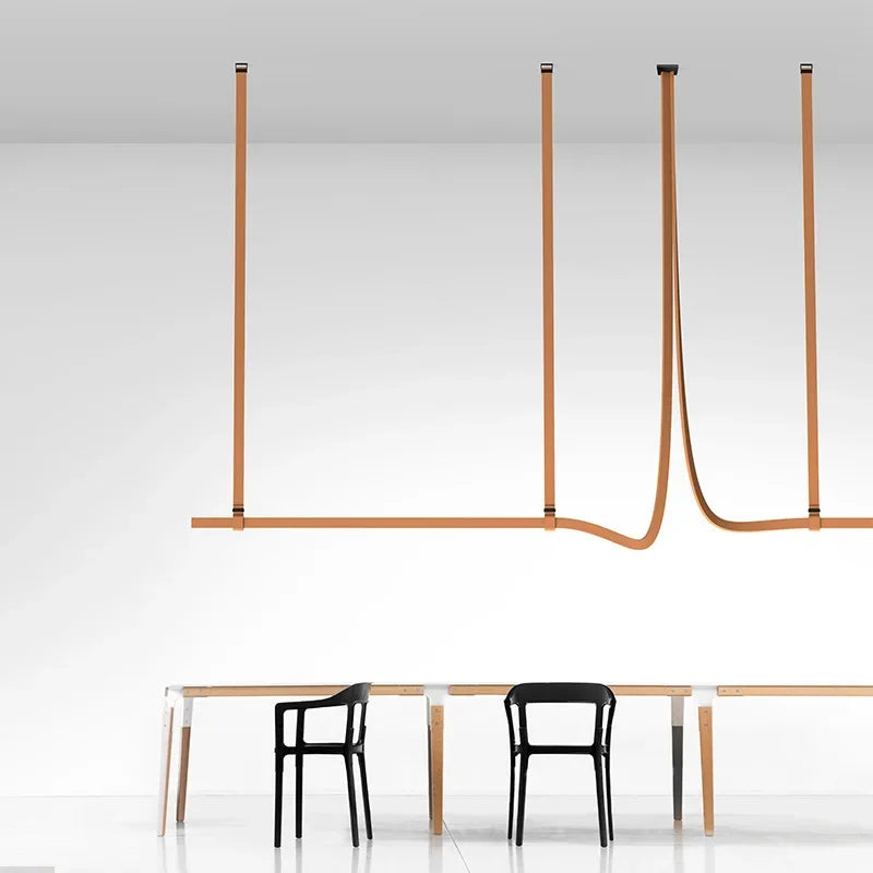 Leather Belt Chandelier Pendant Light for Modern Minimalist Home Decor
