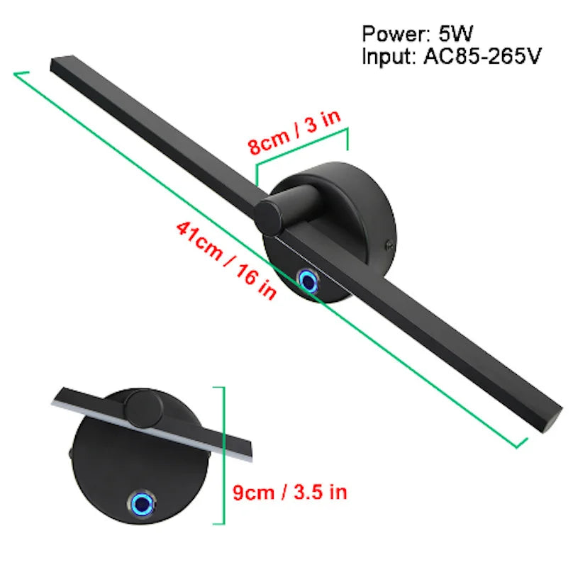 Linear LED Vanity Wall Light with Switch, 300° Rotation, 41CM - Nordic Minimalist Style