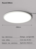 Round LED Ceiling Lamp - Modern Minimalist Dimmable Lighting Fixtures