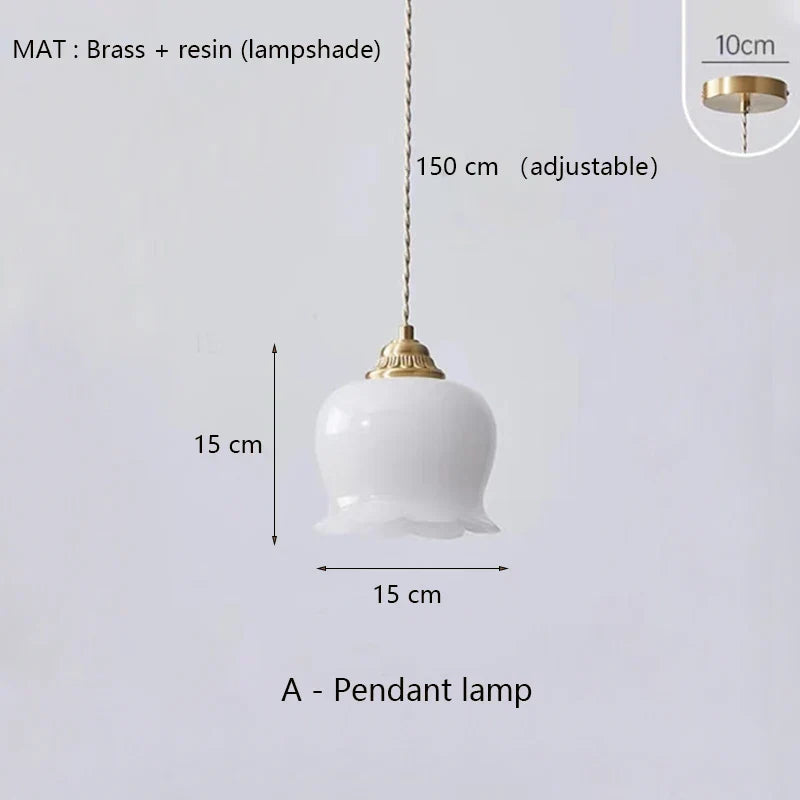 Brass Resin LED Pendant Lights - Vintage Luxury Hanging Lamp for Home Decor