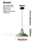 Vintage Pendant Ceiling Light for Home and Restaurant, Macaron Colors Hanging Lampshade