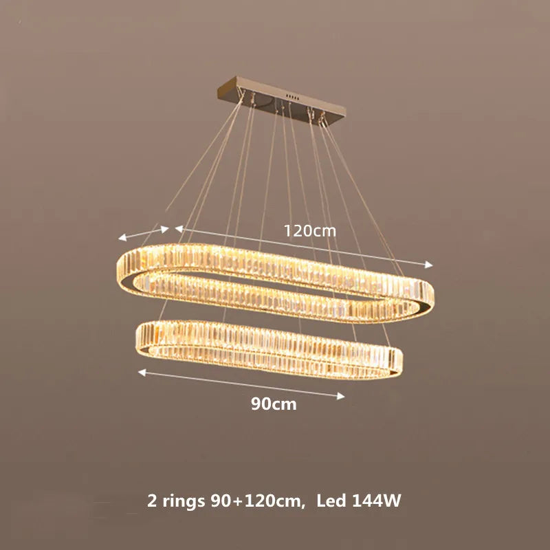 Luxury Oval Crystal Chandelier Pendant Light Suspend Lamp