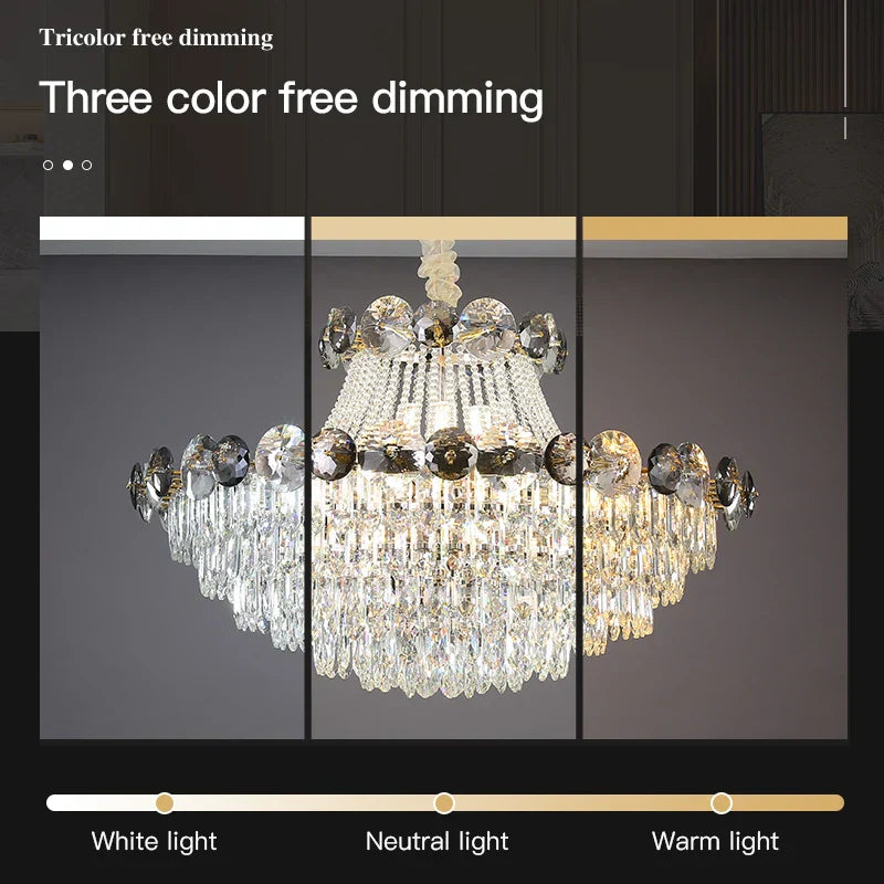 Crystal Light Luxury Chandelier for Living Room Dining Bedroom