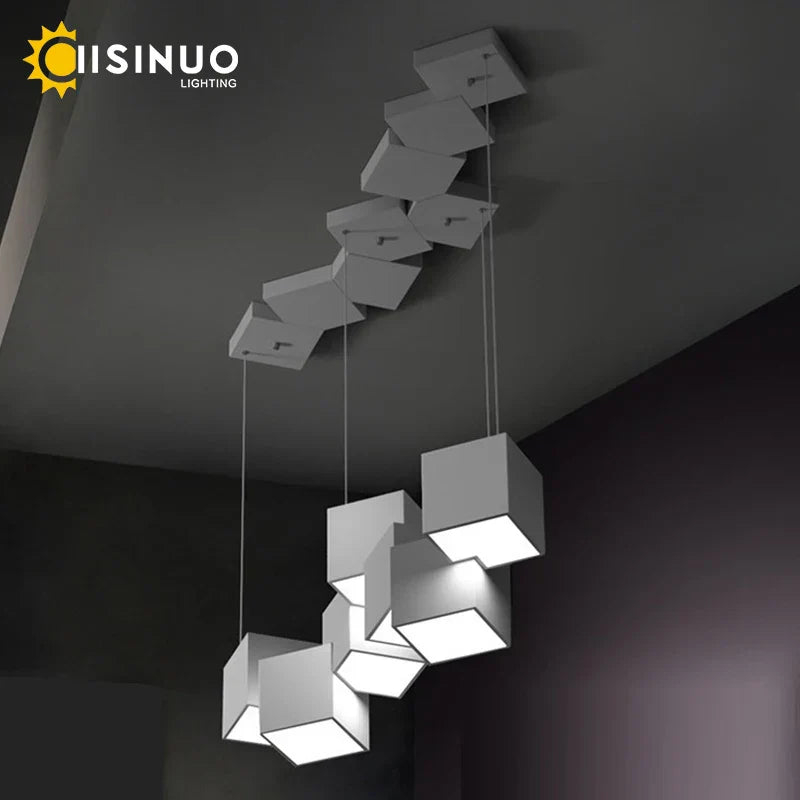 LED Cube Chandelier for Living, Kitchen, Dining Room Lighting