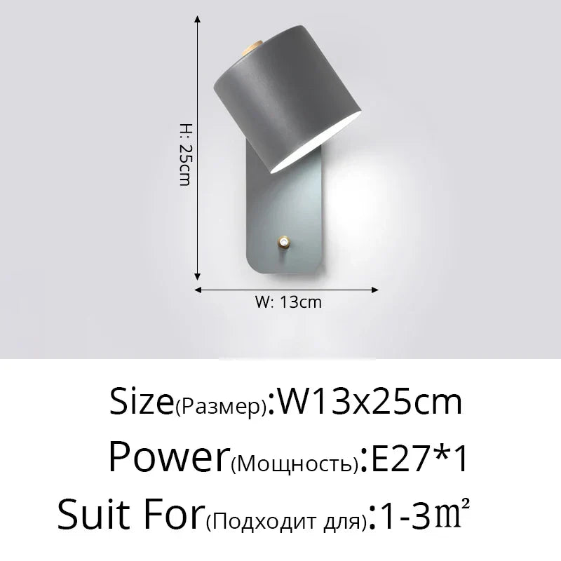 Rotatable Macaron Wall Sconce with Switch - Modern Nordic Design for Home Lighting