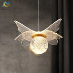 Butterfly LED Chandelier Copper Pendant Light for Bedroom Living Room Decoration
