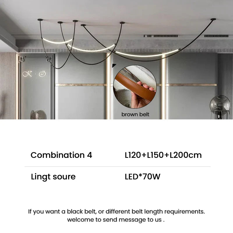 Designer LED Tube Suspension Chandelier for Living Room and Bar