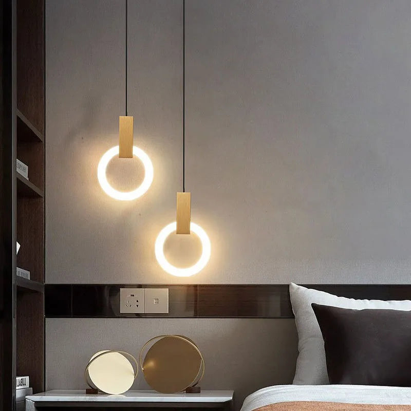 Modern Nordic Bedroom Circle Ring Chandelier LED Pendant Lighting