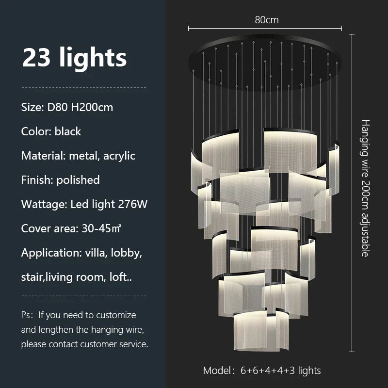 Acrylic LED Chandelier: Modern Light Luxury Dimmable Pendant for Living Room-Elegant Lighting Fixtures