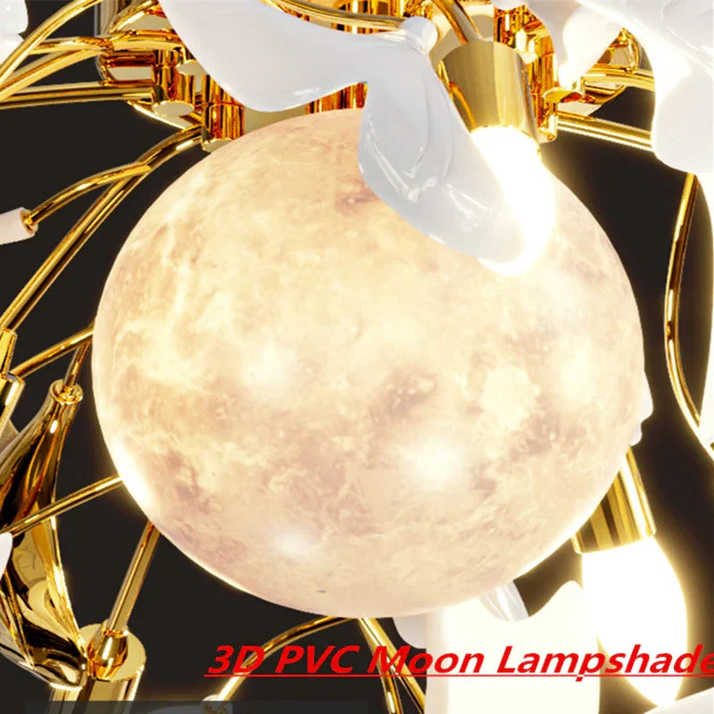 Ginkgo Leaf Acrylic Metal LED Ceiling Chandelier for Home Living Room