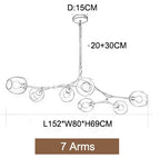 Nordic Glass Pendant Chandelier in Black Gold for Living Room, Bedroom, Dining Room