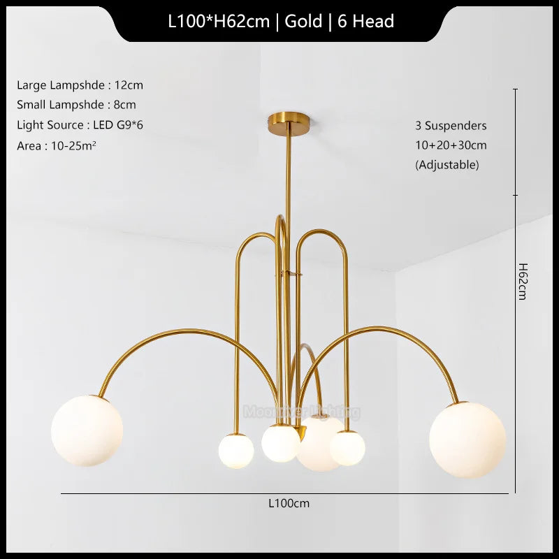 Modern Iron Glass Pendant Chandelier for Home Décor