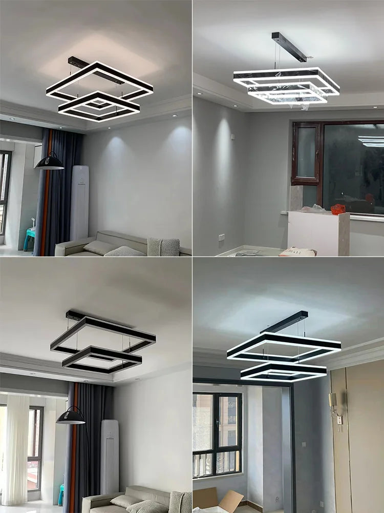 Modern Square LED Chandelier - New 2022 Minimalist Luxury Lighting