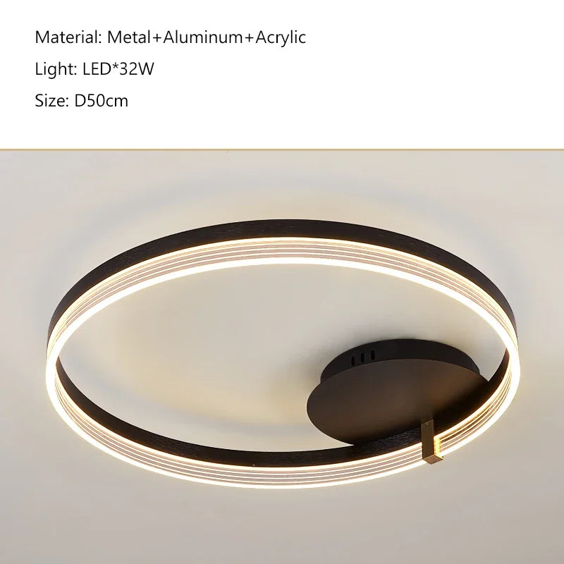 Acrylic Round Ring Ceiling Light LED Chandelier Modern Minimalism for Living Room and Kitchen