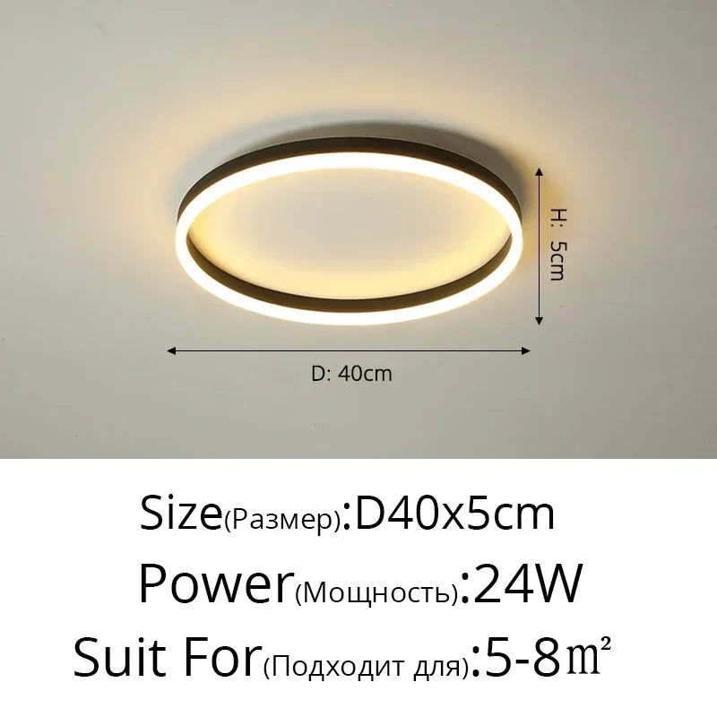 Modern Round Bedroom LED Ceiling Light for Living Room Study, Home Decor Lighting