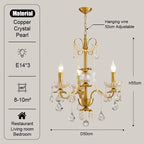 Gold Brass Crystal Chandelier - Luxurious Candle Lights for Villa Living Room