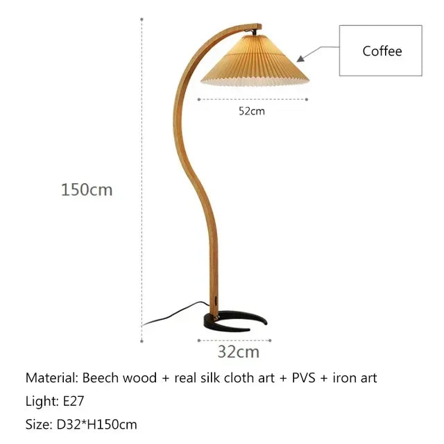 Solid Wood LED Floor Lamp for Living Room Bedroom Study Decor