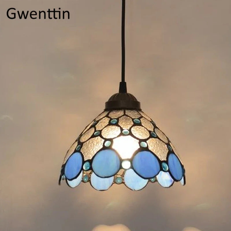 Tiffany Pendant Lights: Stained Glass Hanging Lamp for Mediterranean Loft Home Decor