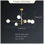 Minimalist Nordic Glass Ceiling Lamp Pendant Light Chandelier for Modern Living Room