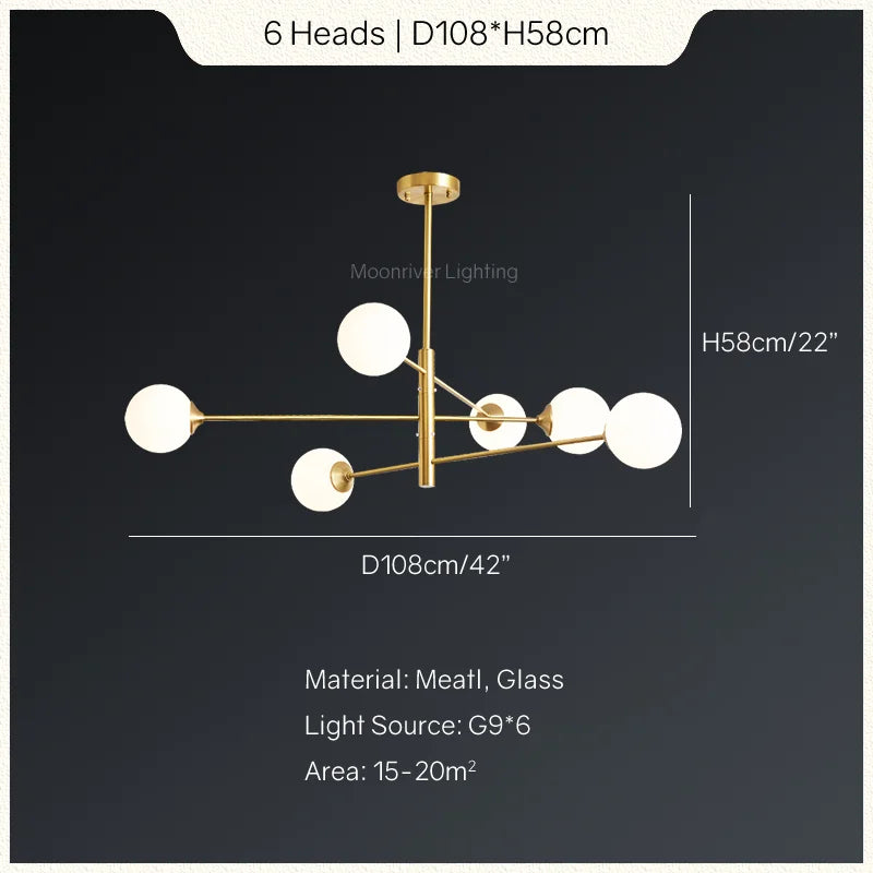 Minimalist Nordic Glass Ceiling Lamp Pendant Light Chandelier for Modern Living Room