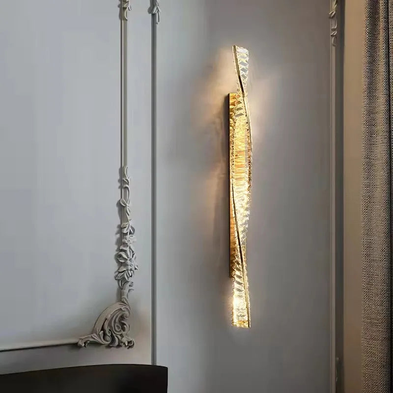 Crystal Gold Wall Lamp Dimmable Steel Sconces Luxury Indoor Light Fixture