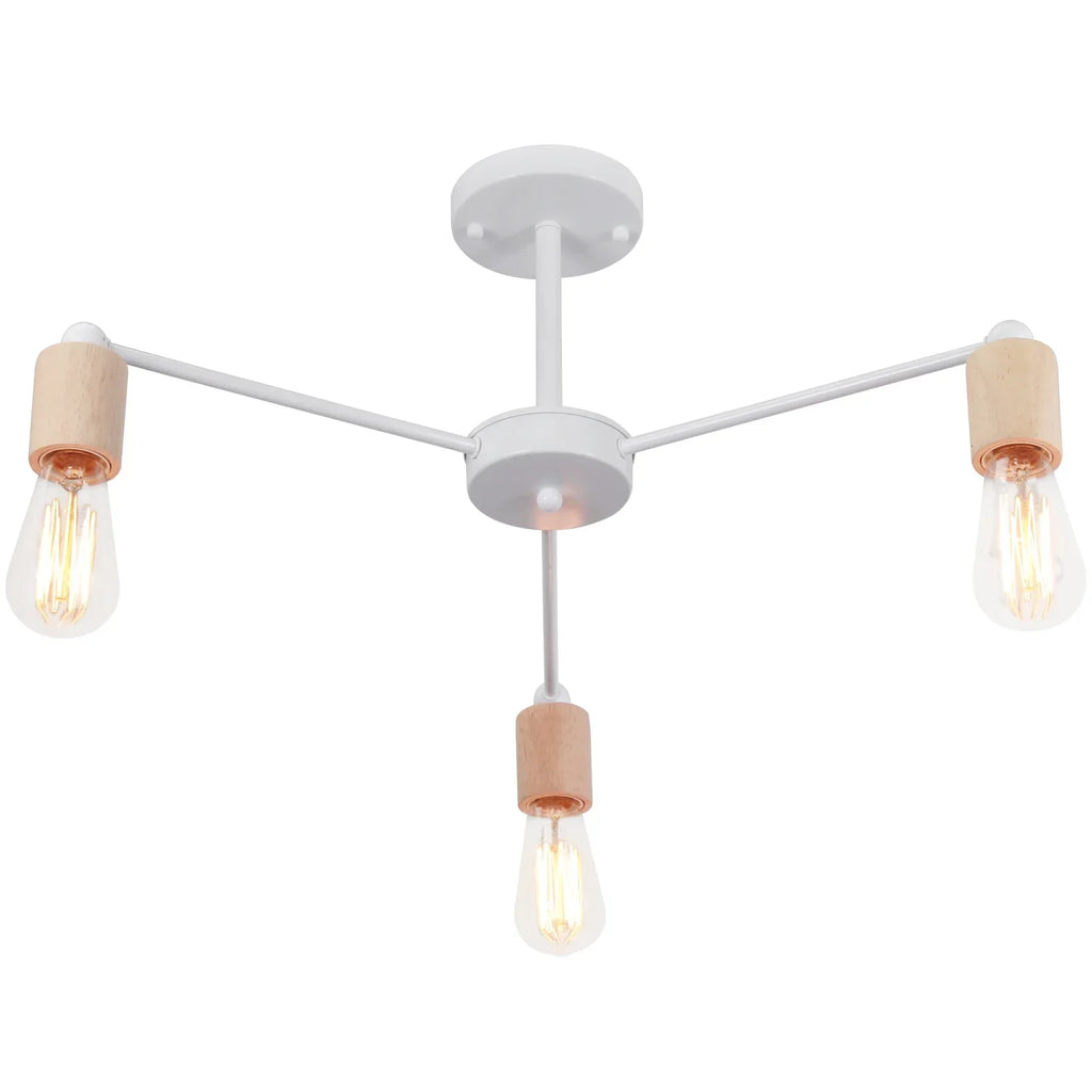 Industrial Rod Iron Wood Sputnik Chandelier Ceiling Lamp LED E27 Home Lighting