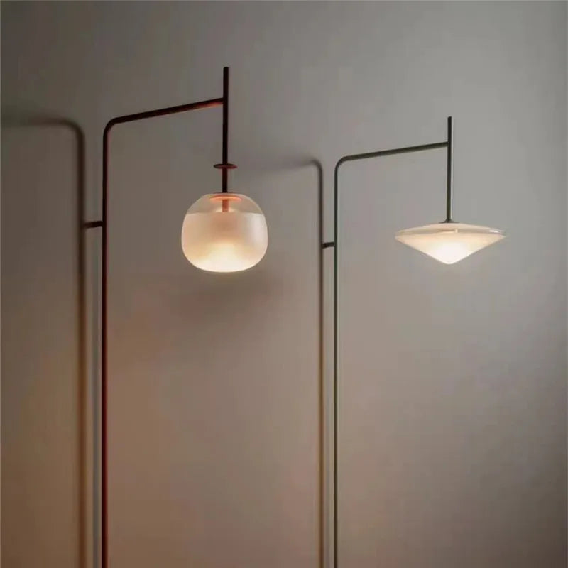 LED Glass Art Wall Lamp with Long Rocker Arm for Living Room and Studio