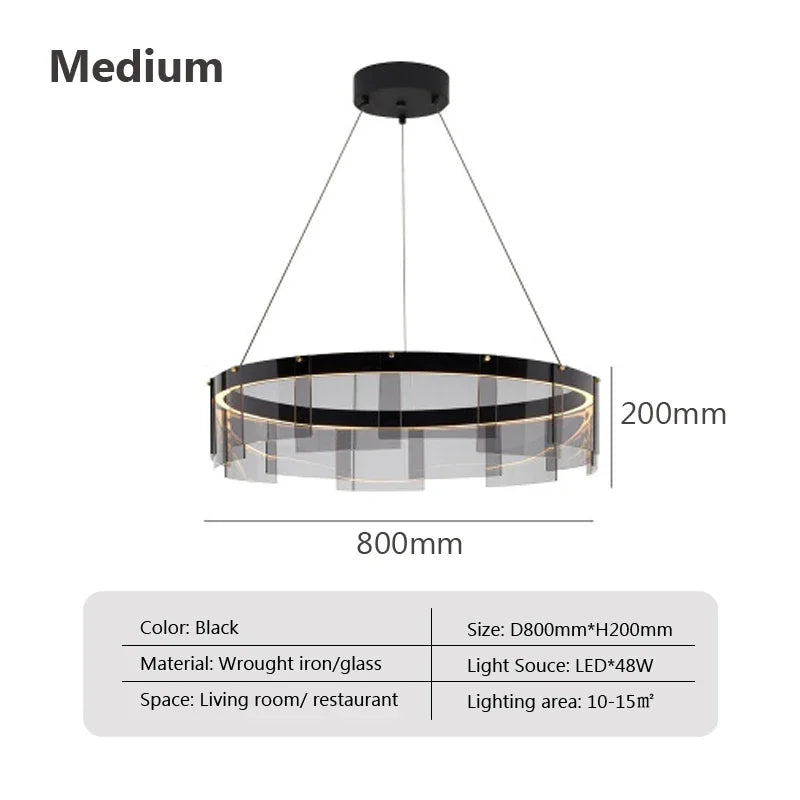 Smoky Glass LED Pendant Chandelier for Dining Living Bedroom Lighting