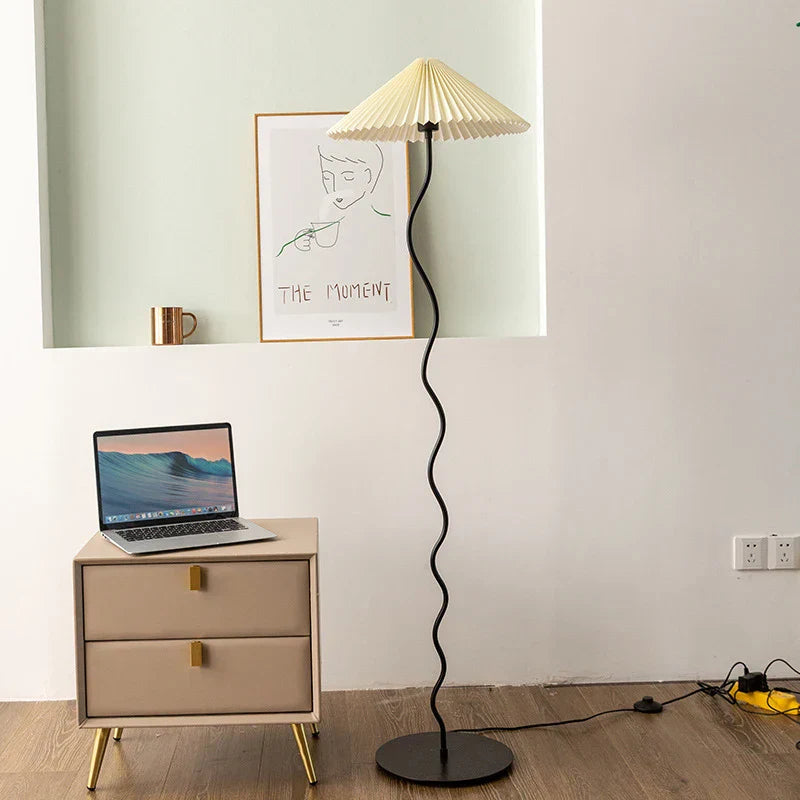 Pleated Fabric LED Floor Lamp - Nordic Minimalist Design