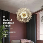 Modern Crystal LED Dandelion Chandelier for Home Living Room Dining Hall Decor