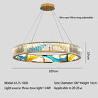 Luxury Enamel Chandelier Crystal Glass Pendant Light with LED Ring for Villa Decor