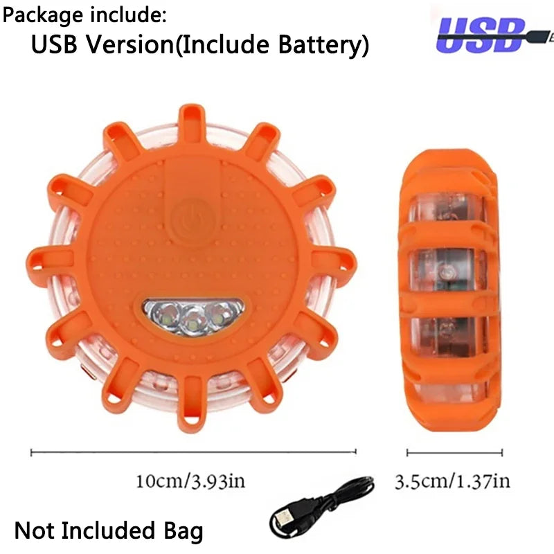 LED Safety Flare Emergency Flashing Strobe Light - 9 Modes - Portable & Rechargeable