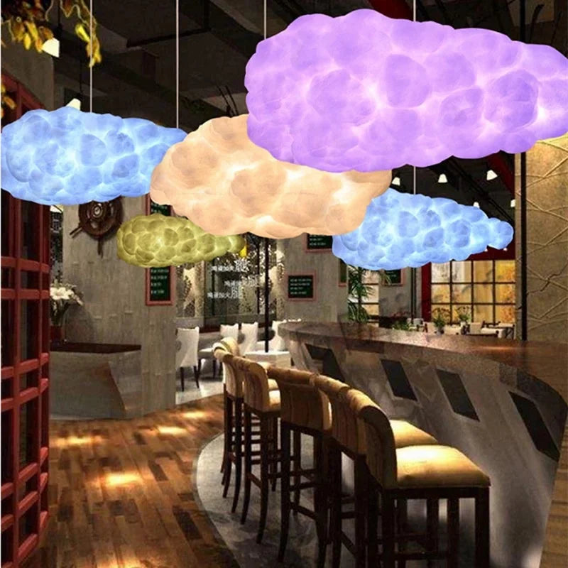 Cloud Chandelier: Cotton Lampshade Hanging Light for Bedroom & Living Room
