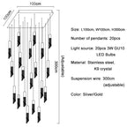 Crystal Staircase Chandelier: Modern LED Lighting for Living Room, Hall, or Loft