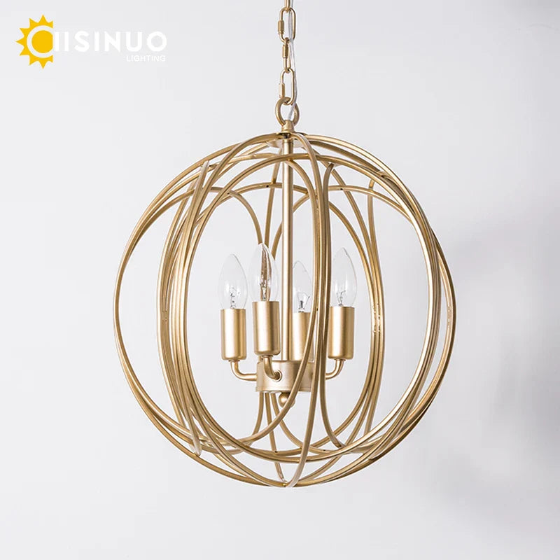 Gold Globe Chandelier Pendant Light for Living Room & Dining Room