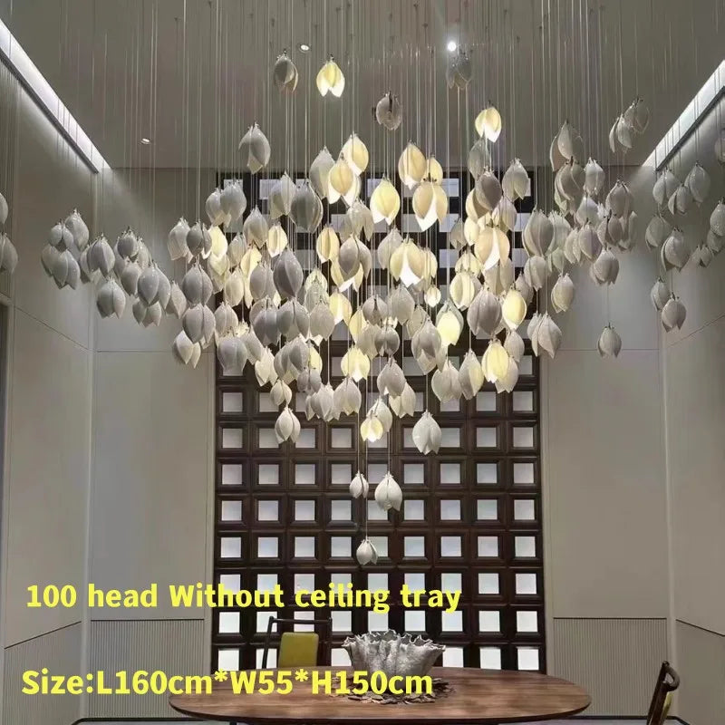 Ceramic Petal Hanging Chandelier - Elegant Décor for Hotel, Restaurant, and Home