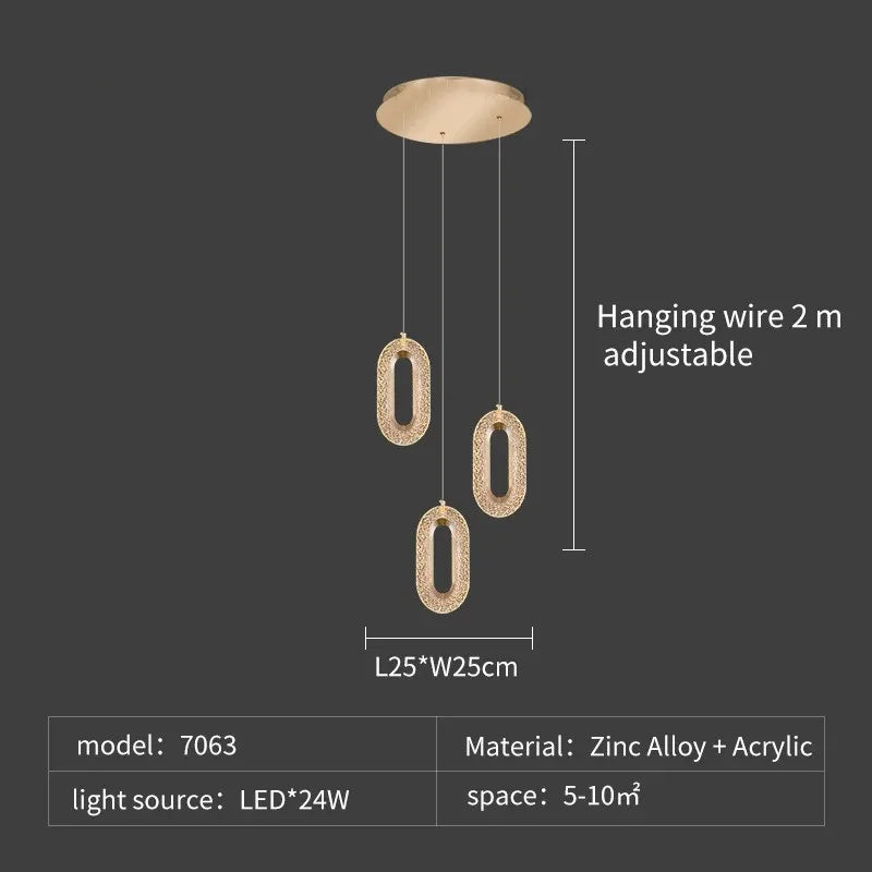 LED Chandeliers: Luxury Staircase Pendant Lamps, Long Hanging Gold Fixture