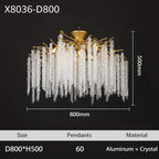 Round Crystal Gold Branch Chandelier for Modern Living Spaces