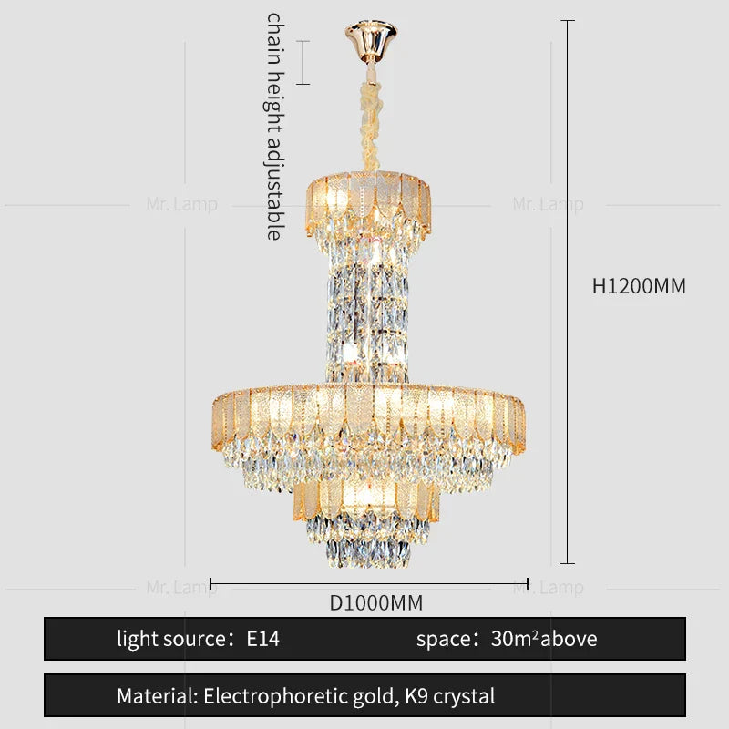 Crystal Chandelier: Postmodern Multi-layer Luxury for Villa, Hotel Lobby, and Living Room