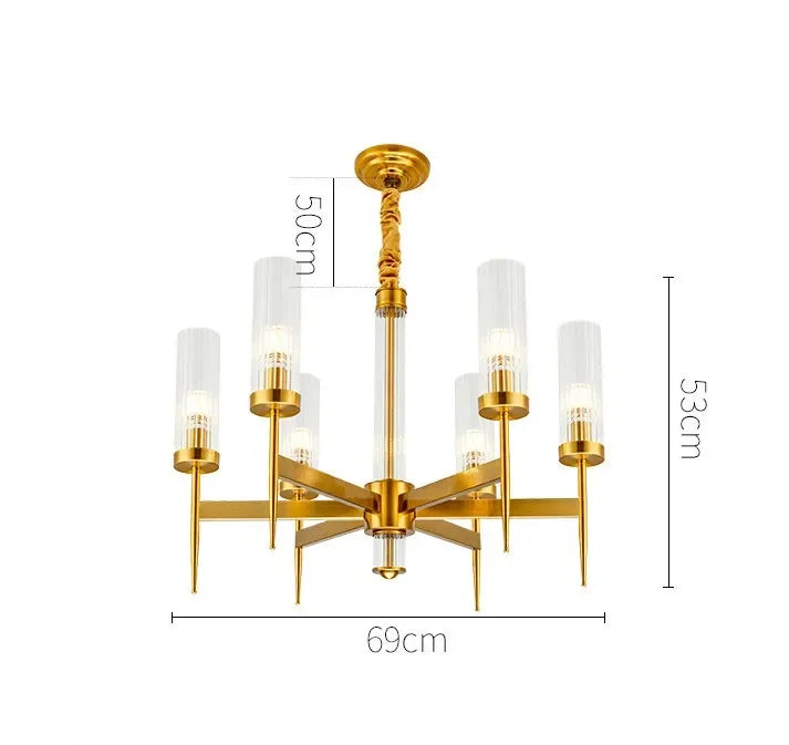 Gold Plated Nordic Living Room LED Chandelier | Luxury Hanging Pendant Lighting