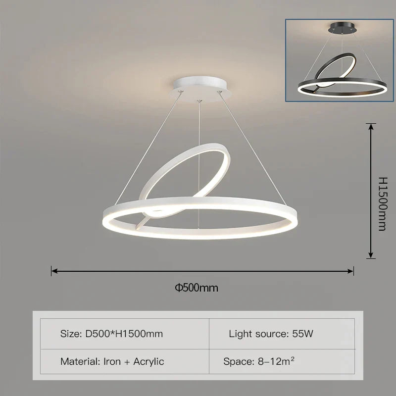 LED Ceiling Chandelier: Modern Nordic Rings Pendant Light Fixture for Living Room & Bedroom
