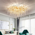 Modern Crystal Gold Tree Branch Ceiling Chandelier for Bedroom and Living Room